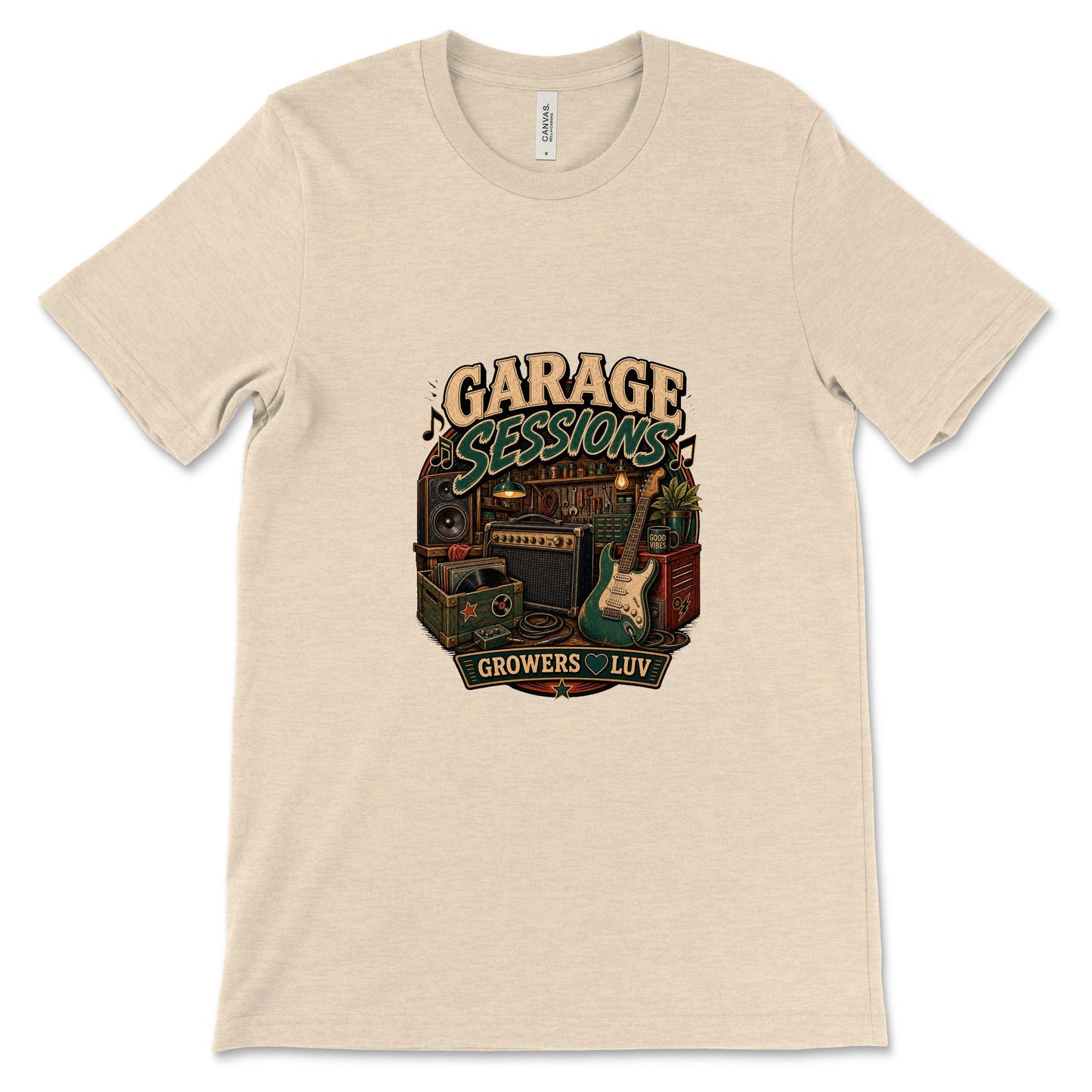 Garage Sessions Women's Bella Canvas Graphic Tee in Heather Dust
