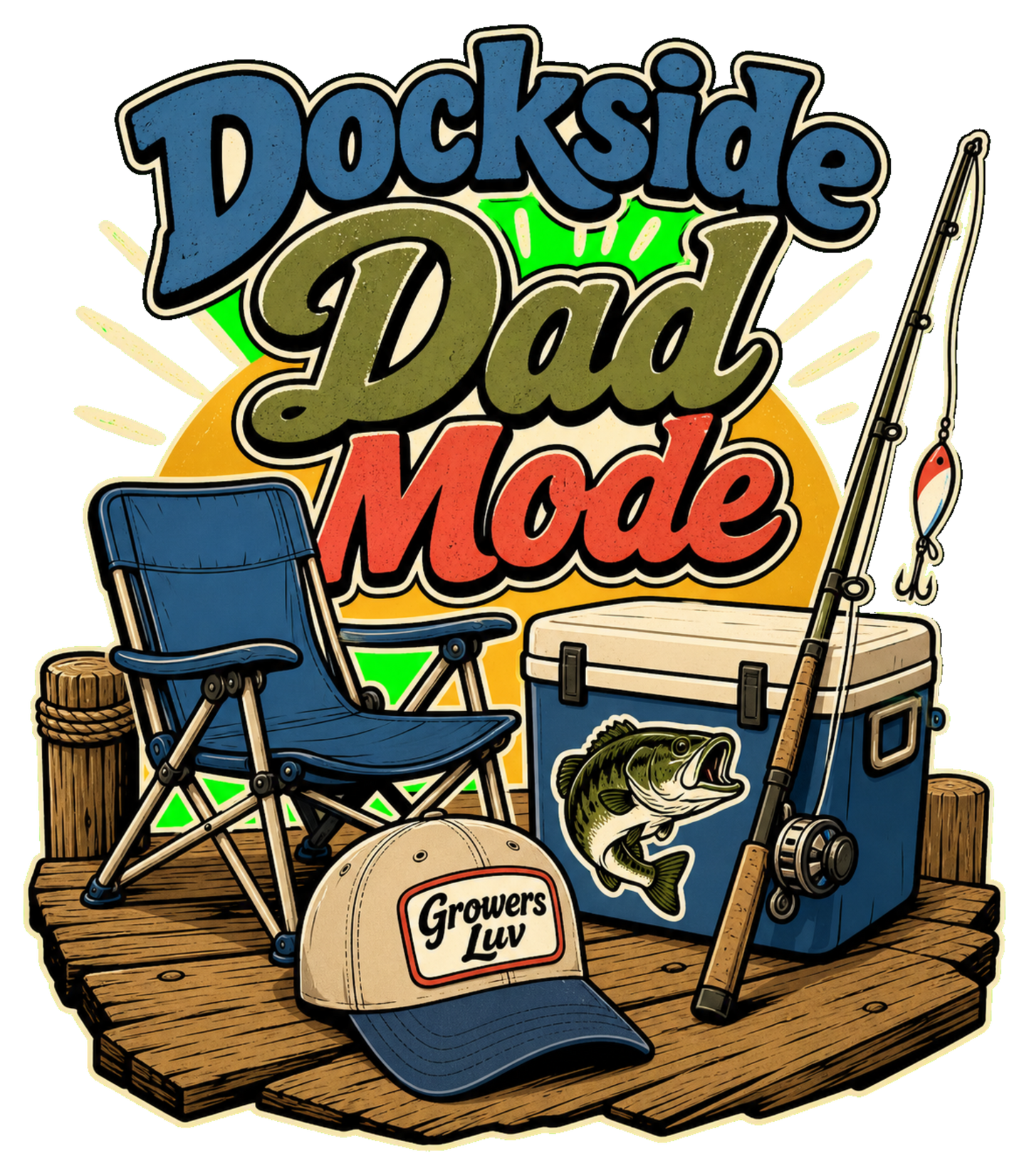 Dockside Dad Mode Men's Gildan Graphic Tee artwork detail