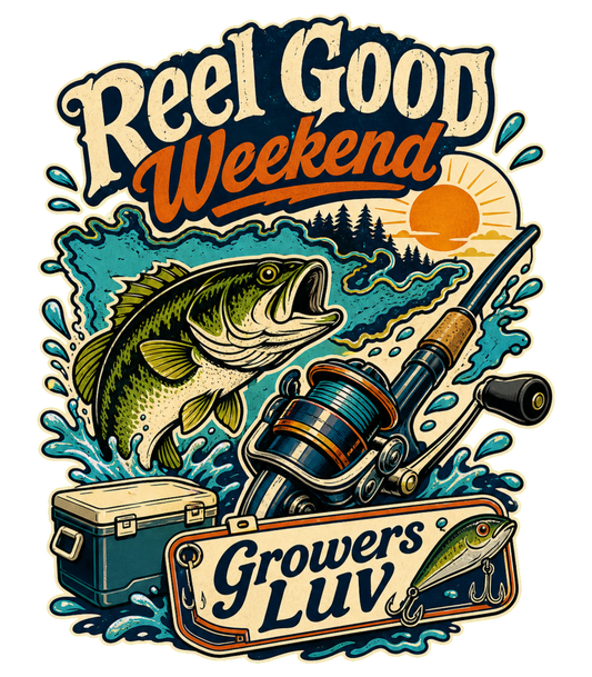 Reel Good Weekend Men's Gildan Graphic Tee artwork detail