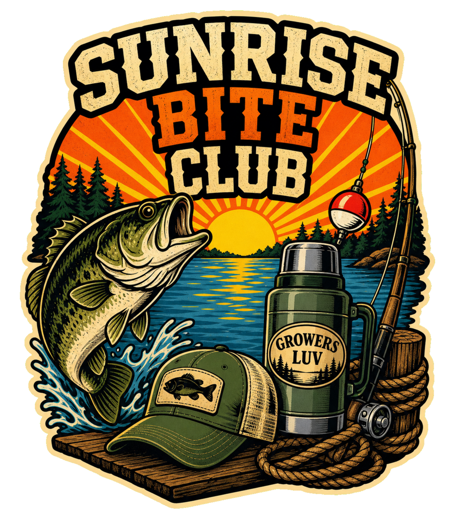 Sunrise Bite Club Men's Gildan Graphic Tee artwork detail