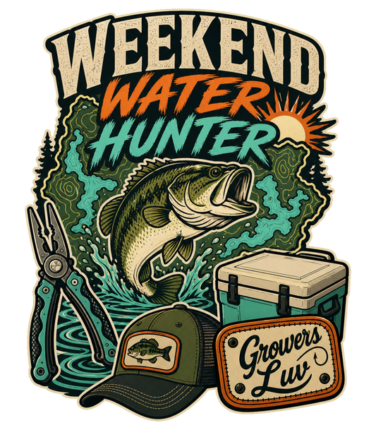 Weekend Water Hunter Men's Gildan Graphic Tee artwork detail