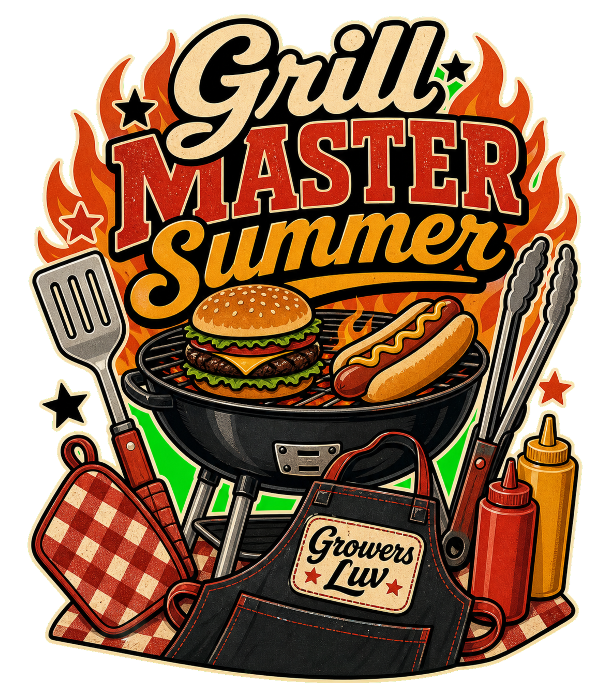 Grill Master Summer Men's Gildan Graphic Tee artwork detail
