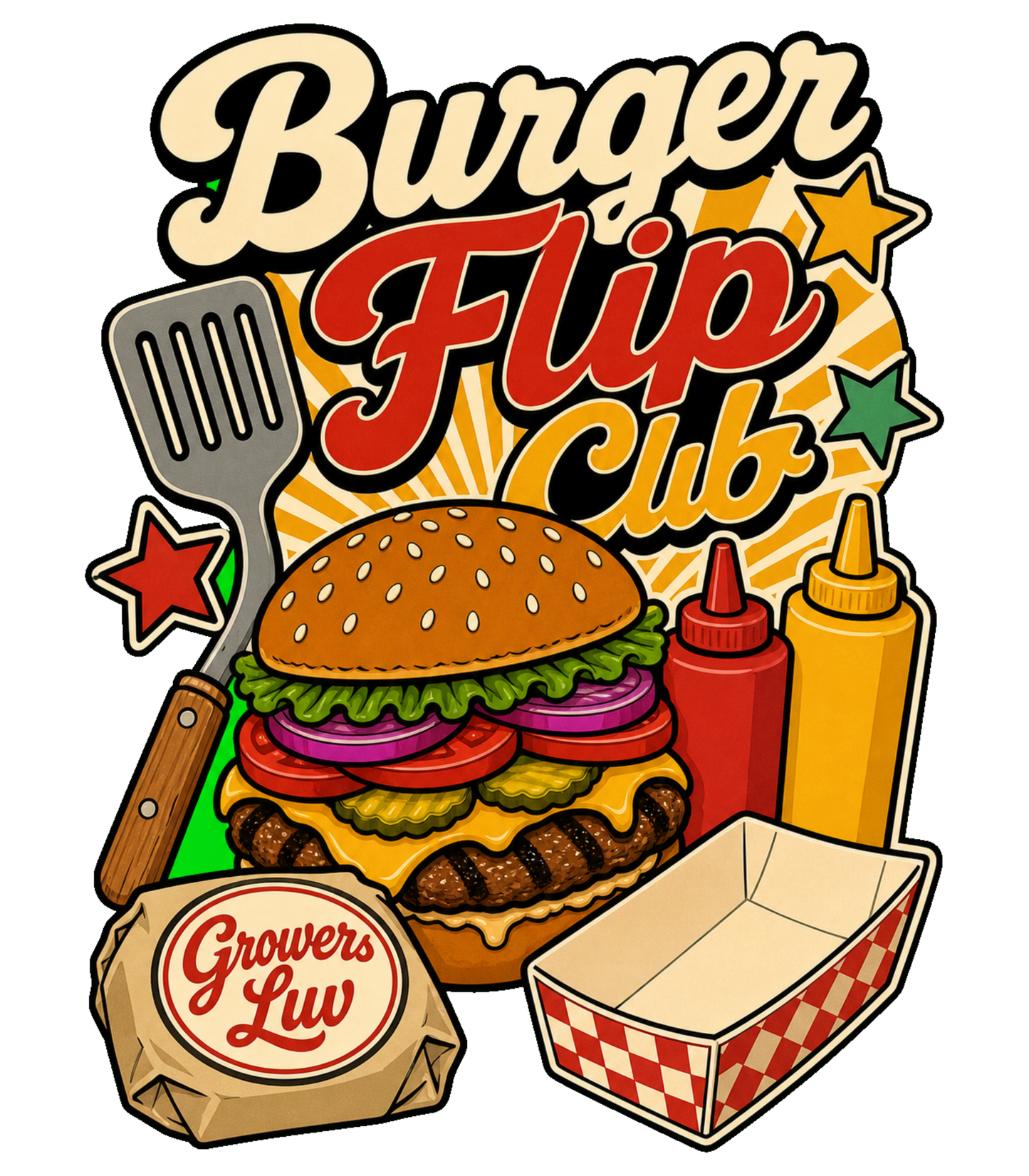 Burger Flip Club Men's Gildan Graphic Tee artwork detail