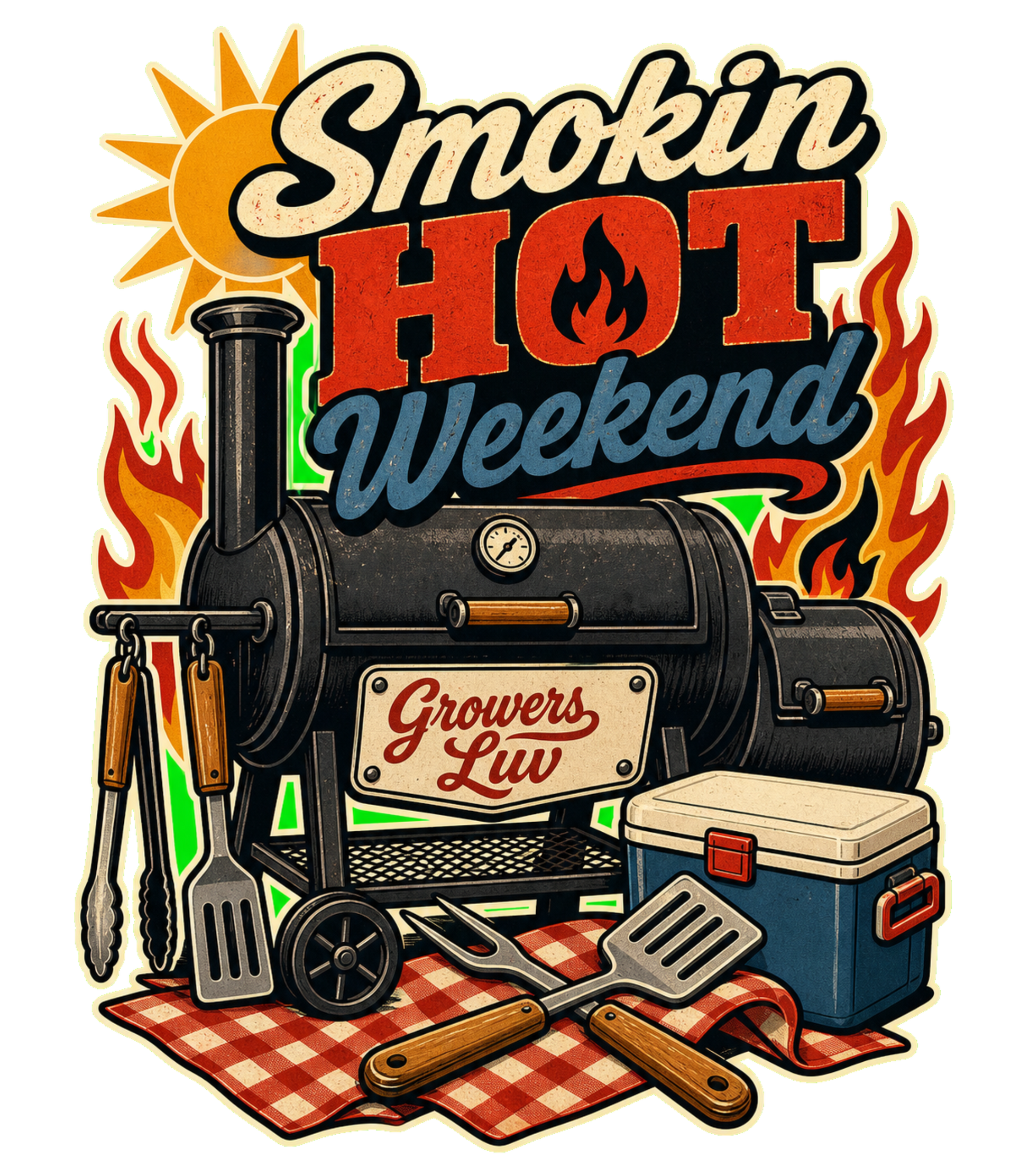 Smokin Hot Weekend Men's Gildan Graphic Tee artwork detail