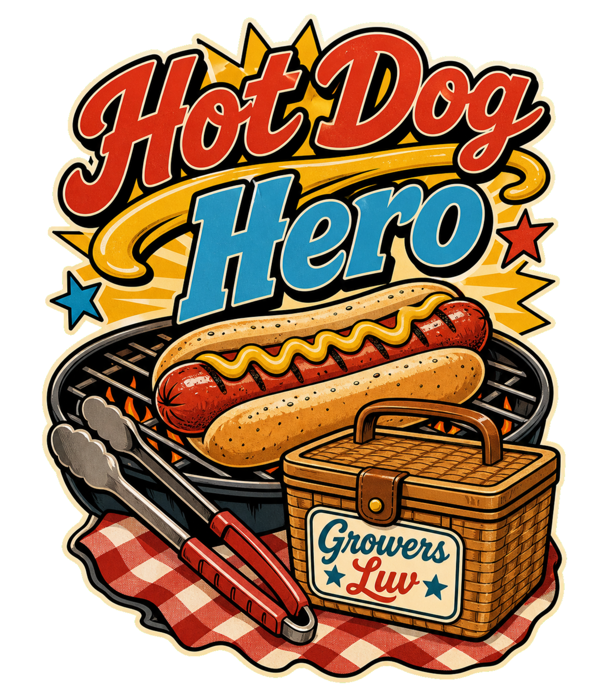 Hot Dog Hero Men's Gildan Graphic Tee artwork detail