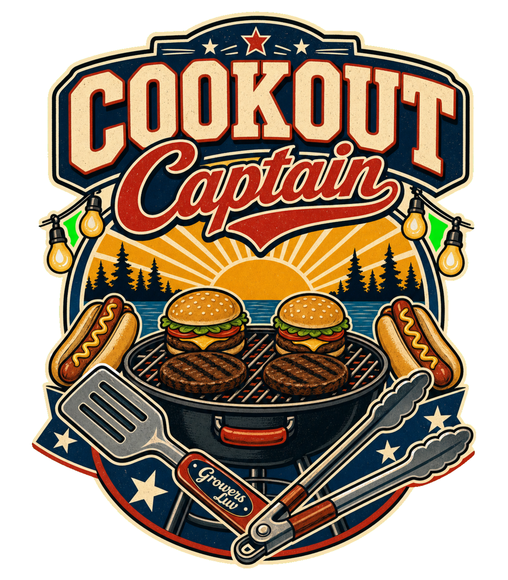 Cookout Captain Men's Gildan Graphic Tee artwork detail