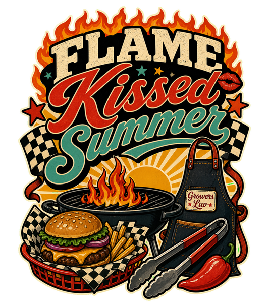 Flame Kissed Summer Men's Gildan Graphic Tee artwork detail