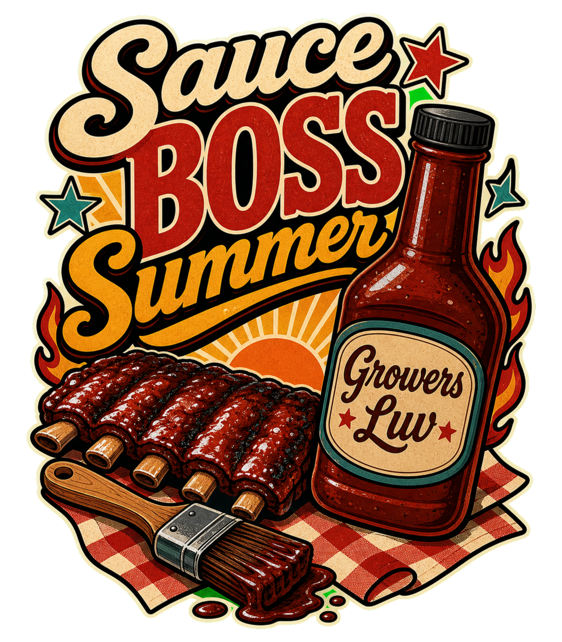 Sauce Boss Summer Men's Gildan Graphic Tee artwork detail