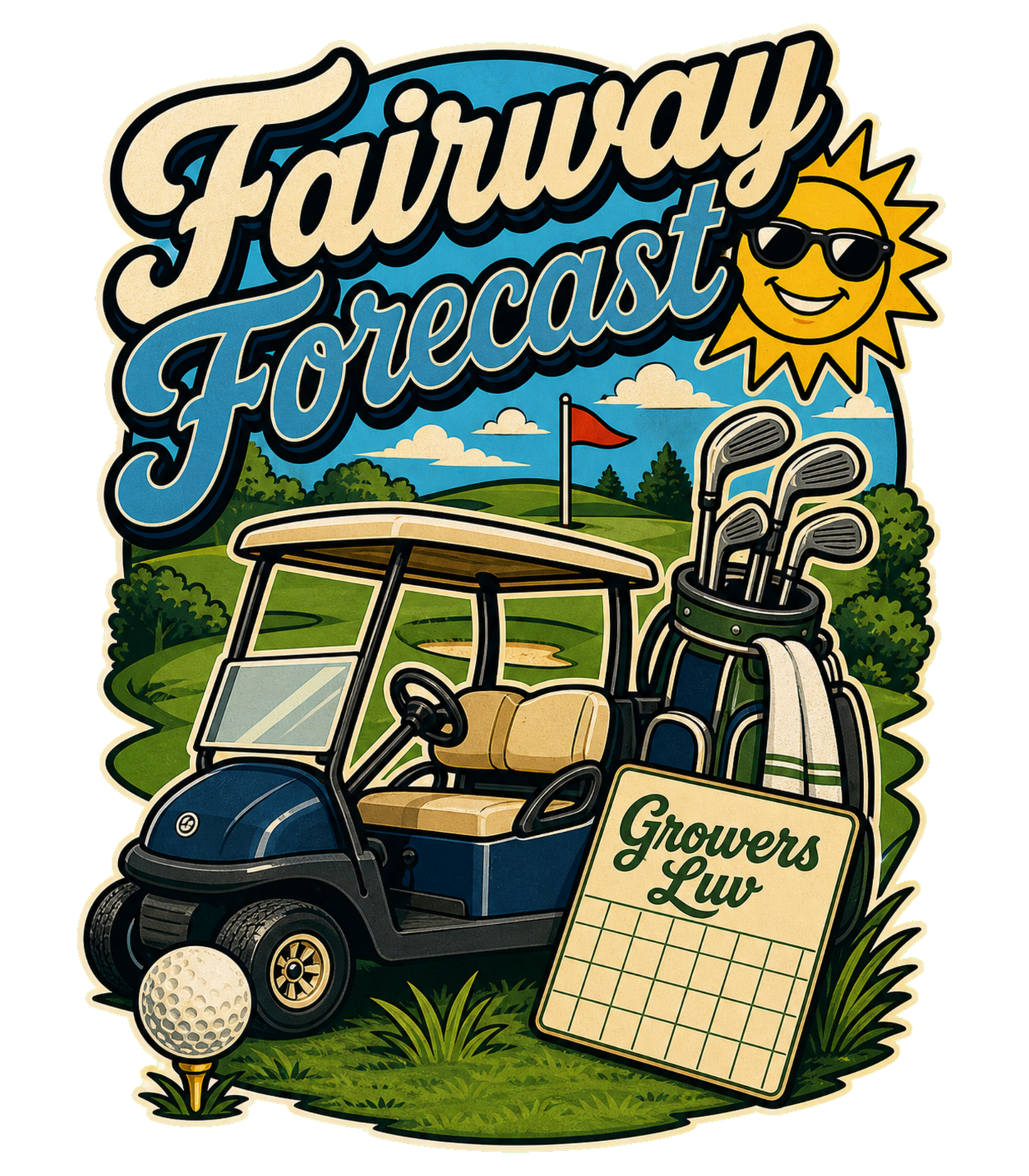 Fairway Forecast Men's Gildan Graphic Tee artwork detail