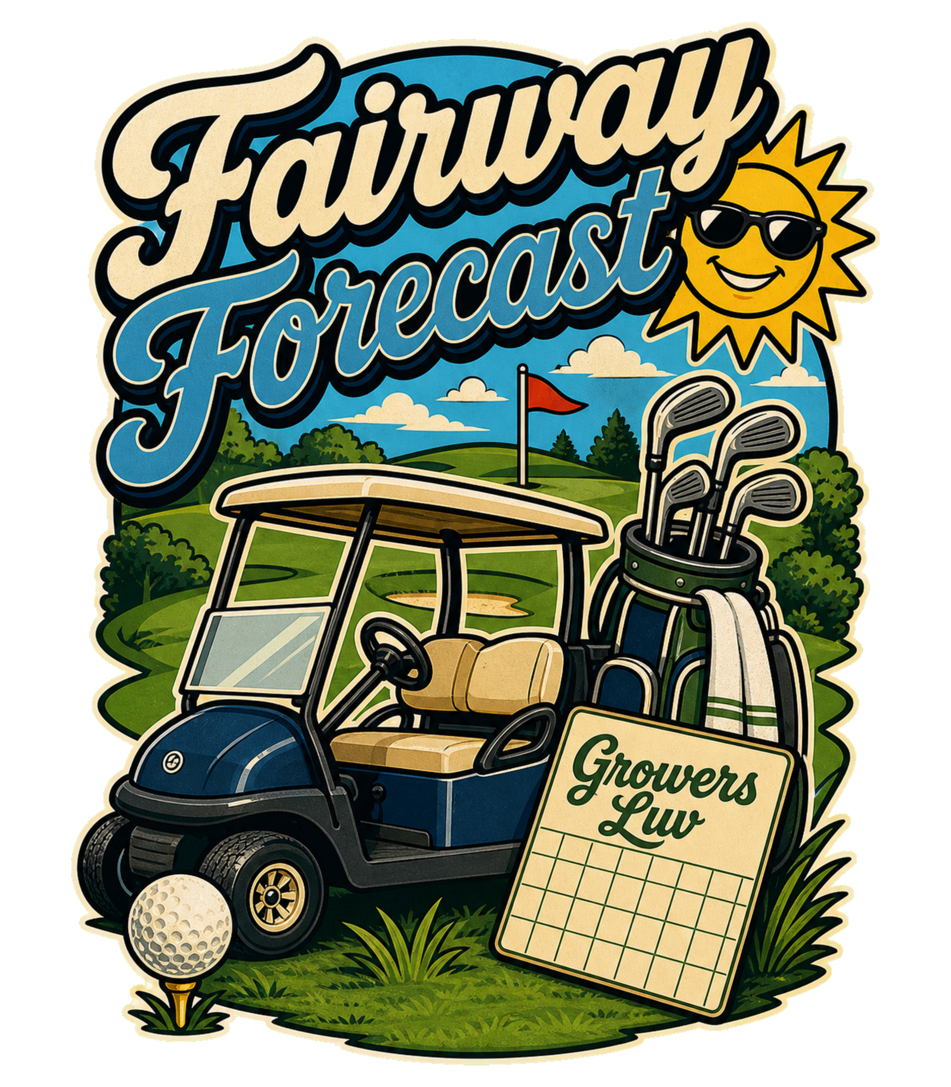Fairway Forecast Men's Gildan Graphic Tee artwork detail
