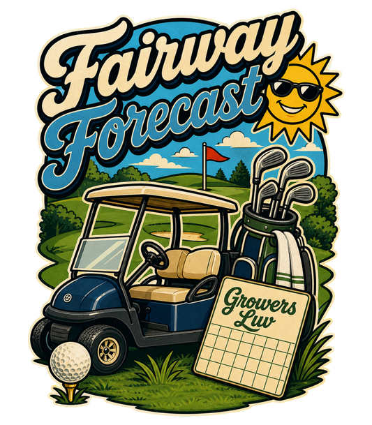 Fairway Forecast Men's Gildan Graphic Tee artwork detail