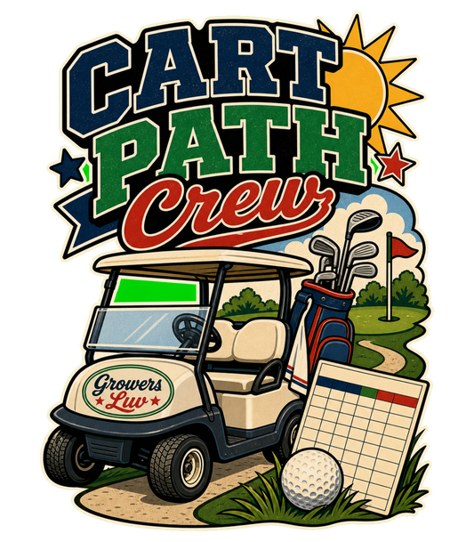 Cart Path Crew Men's Gildan Graphic Tee artwork detail