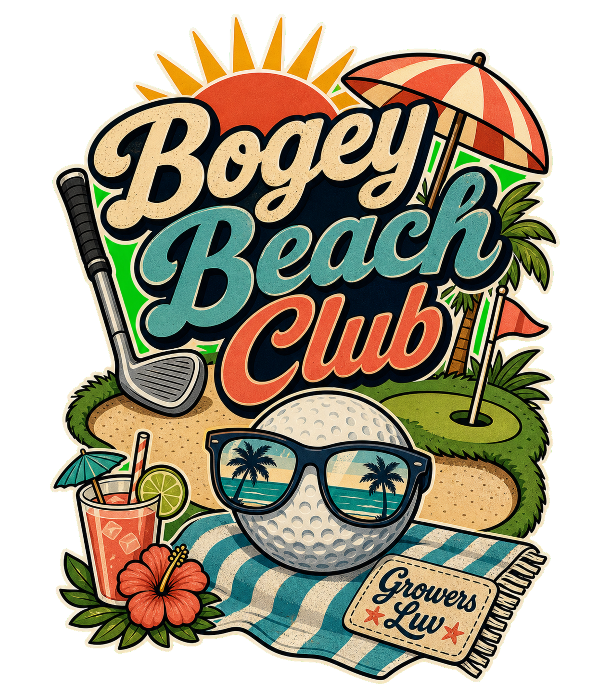 Bogey Beach Club Men's Gildan Graphic Tee artwork detail