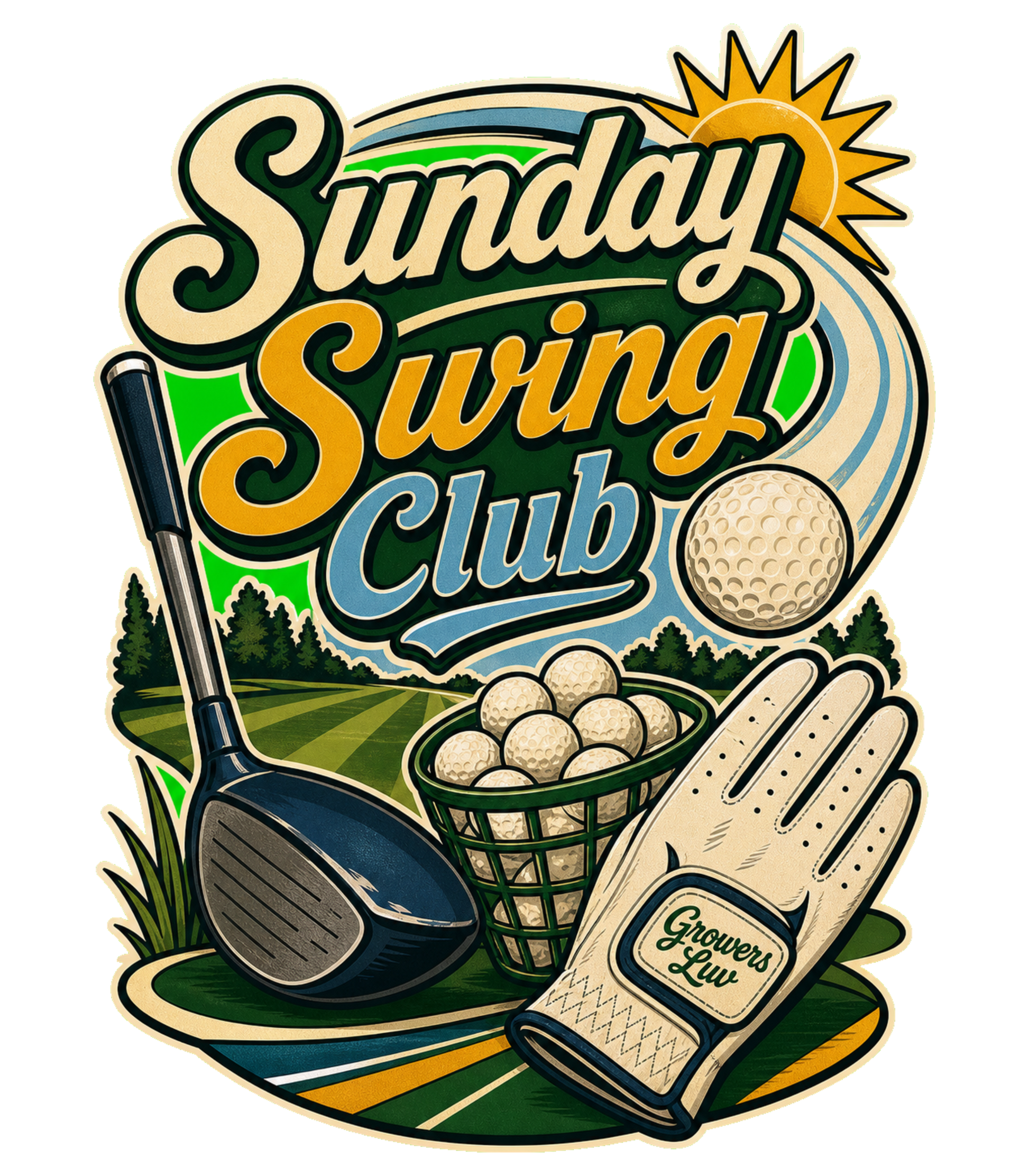 Sunday Swing Club Men's Gildan Graphic Tee artwork detail