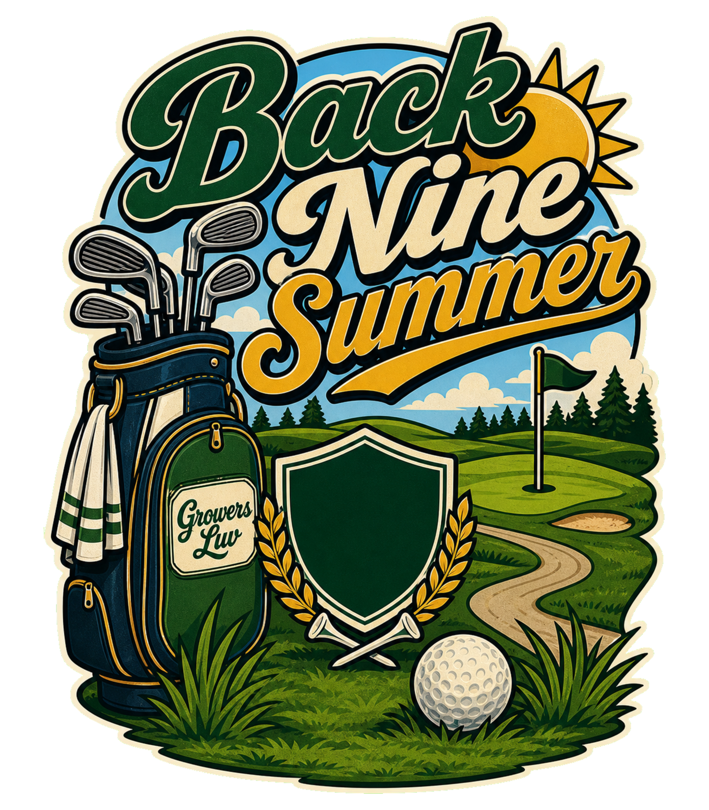 Back Nine Summer Men's Gildan Graphic Tee artwork detail
