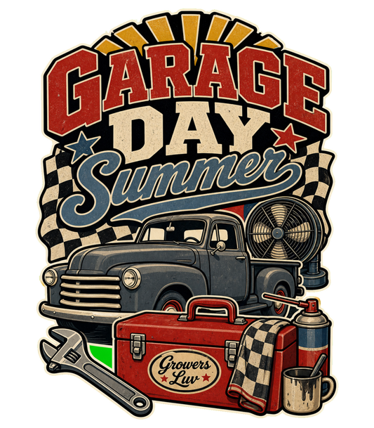 Garage Day Summer Men's Gildan Graphic Tee artwork detail