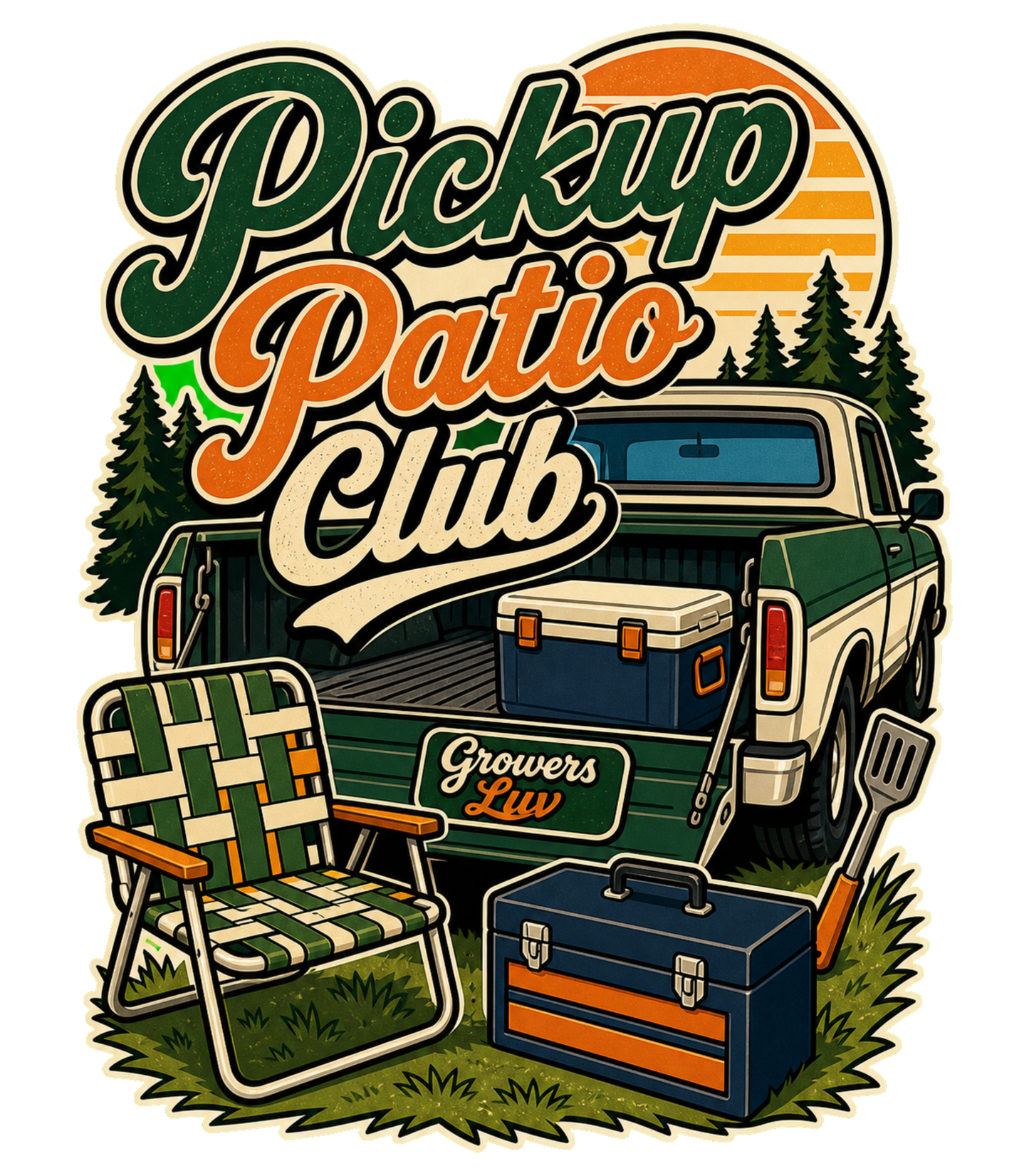 Pickup Patio Club Men's Gildan Graphic Tee artwork detail