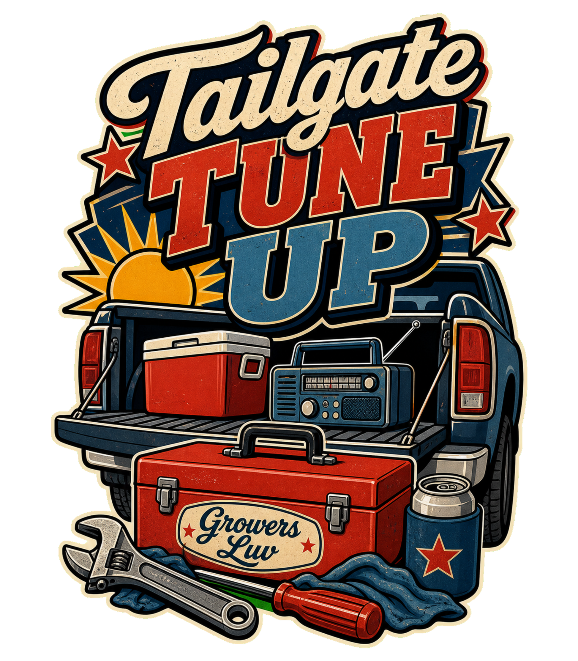 Tailgate Tune Up Men's Gildan Graphic Tee artwork detail