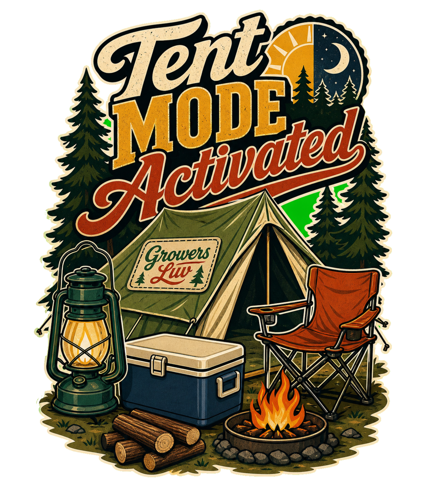 Tent Mode Activated Men's Gildan Graphic Tee artwork detail