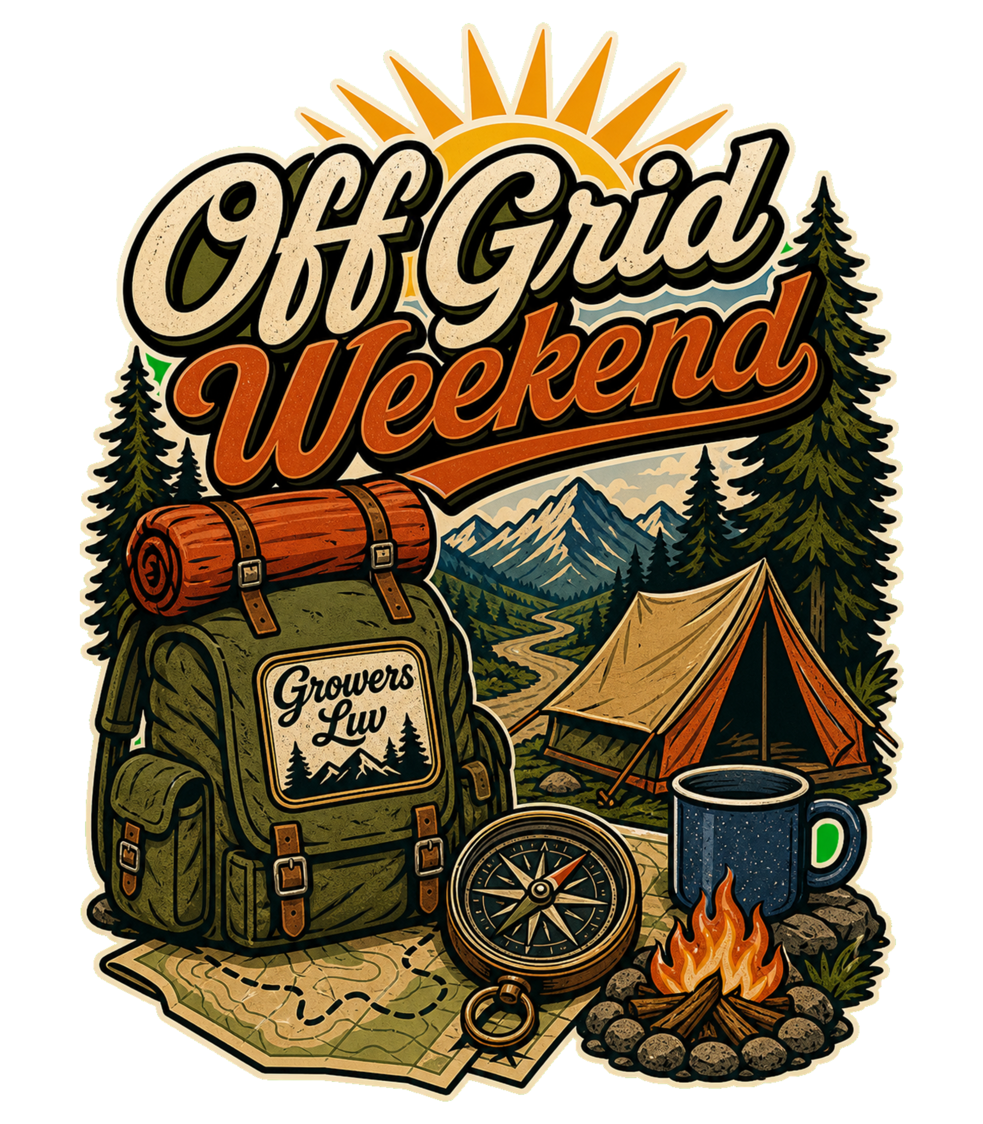 Off Grid Weekend Men's Gildan Graphic Tee artwork detail