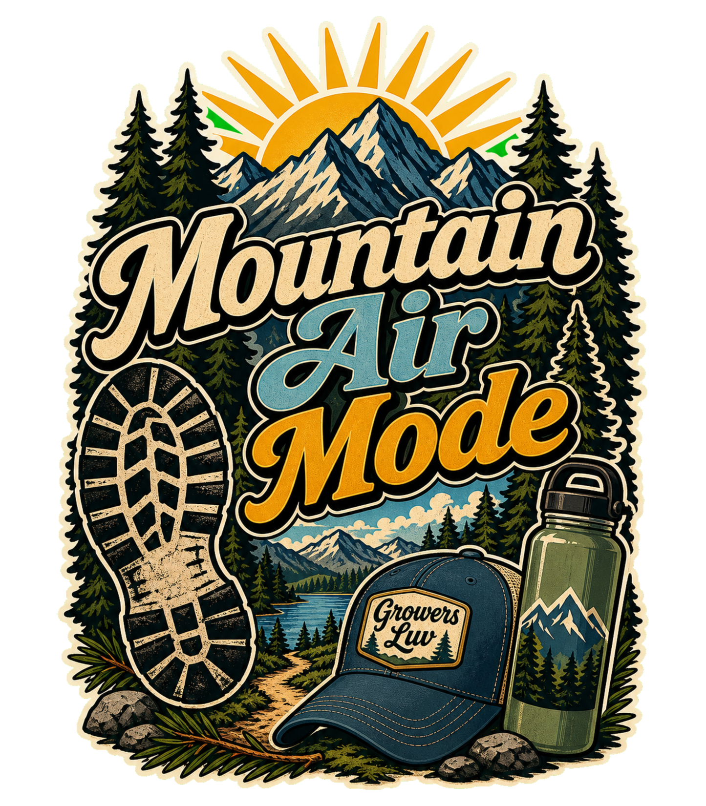 Mountain Air Mode Men's Gildan Graphic Tee artwork detail