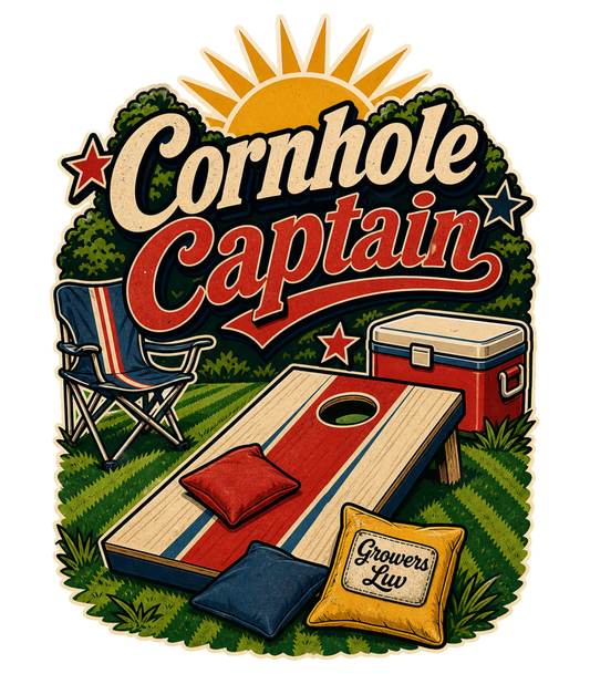 Cornhole Captain Men's Gildan Graphic Tee artwork detail