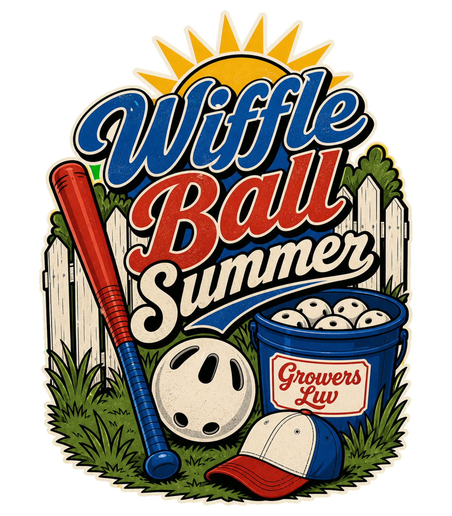 Wiffle Ball Summer Men's Gildan Graphic Tee artwork detail