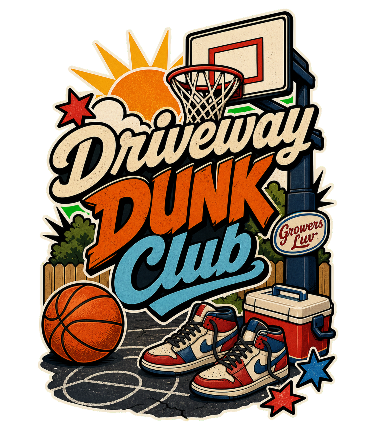 Driveway Dunk Club Men's Gildan Graphic Tee artwork detail