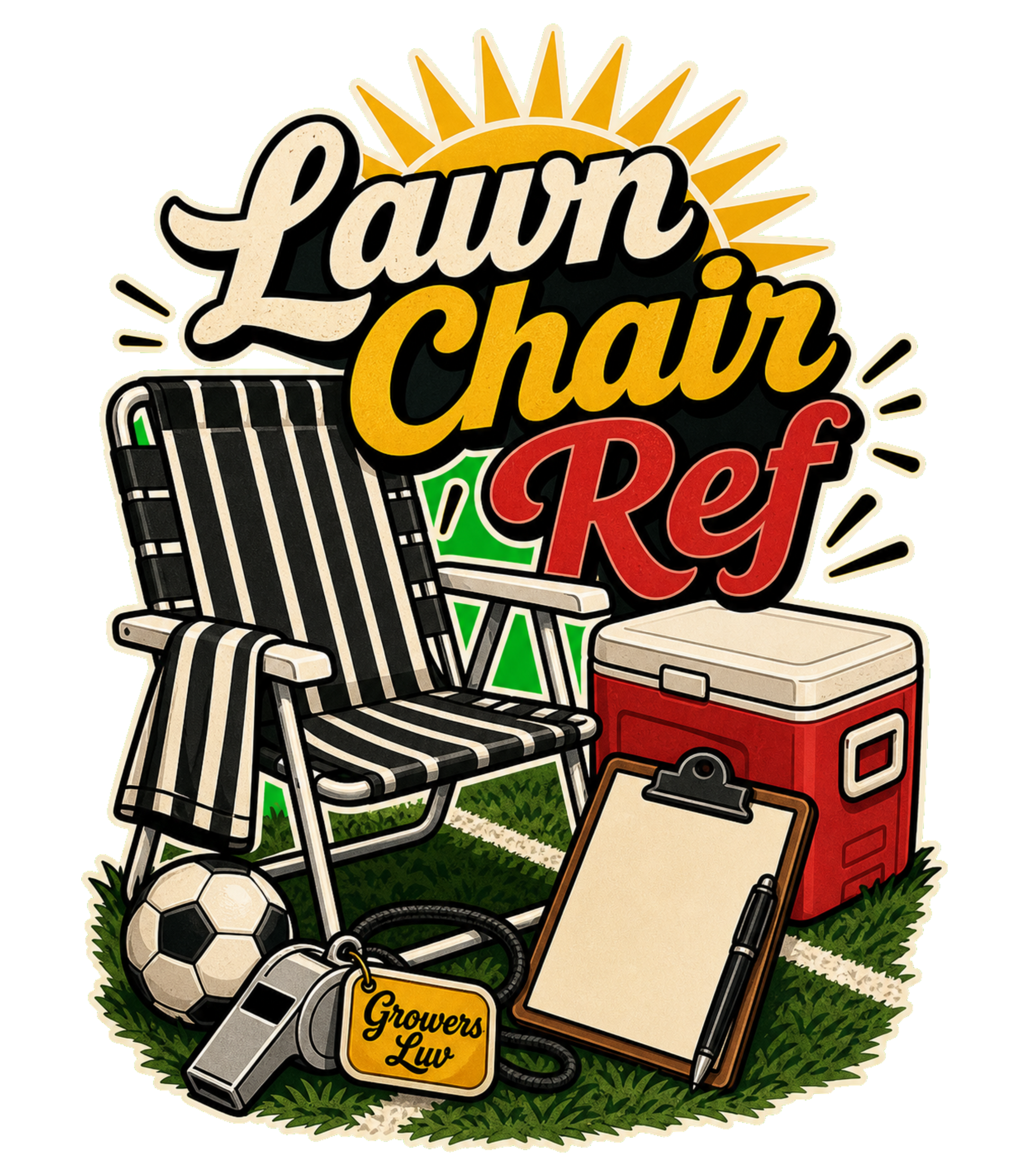 Lawn Chair Ref Men's Gildan Graphic Tee artwork detail