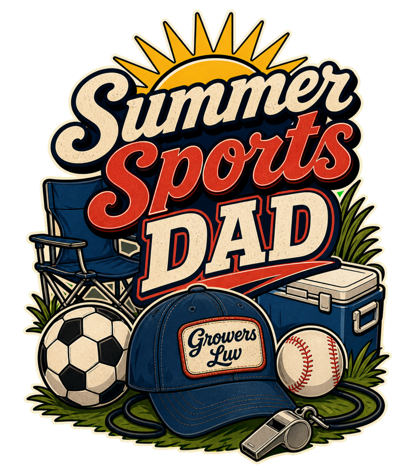 Summer Sports Dad Men's Gildan Graphic Tee artwork detail