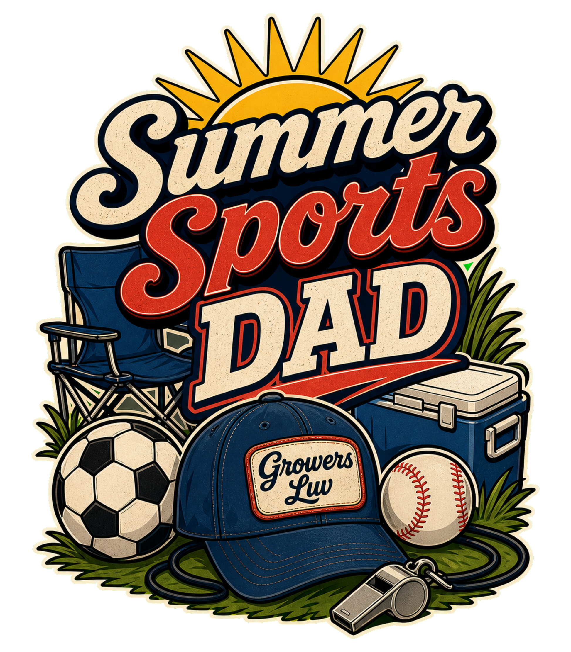 Summer Sports Dad Men's Gildan Graphic Tee artwork detail