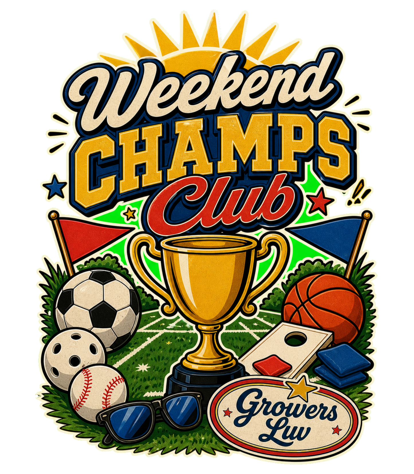 Weekend Champs Club Men's Gildan Graphic Tee artwork detail