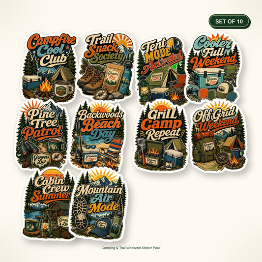 Camping & Trail Weekend Sticker Pack - Set of 10 bundle hero image