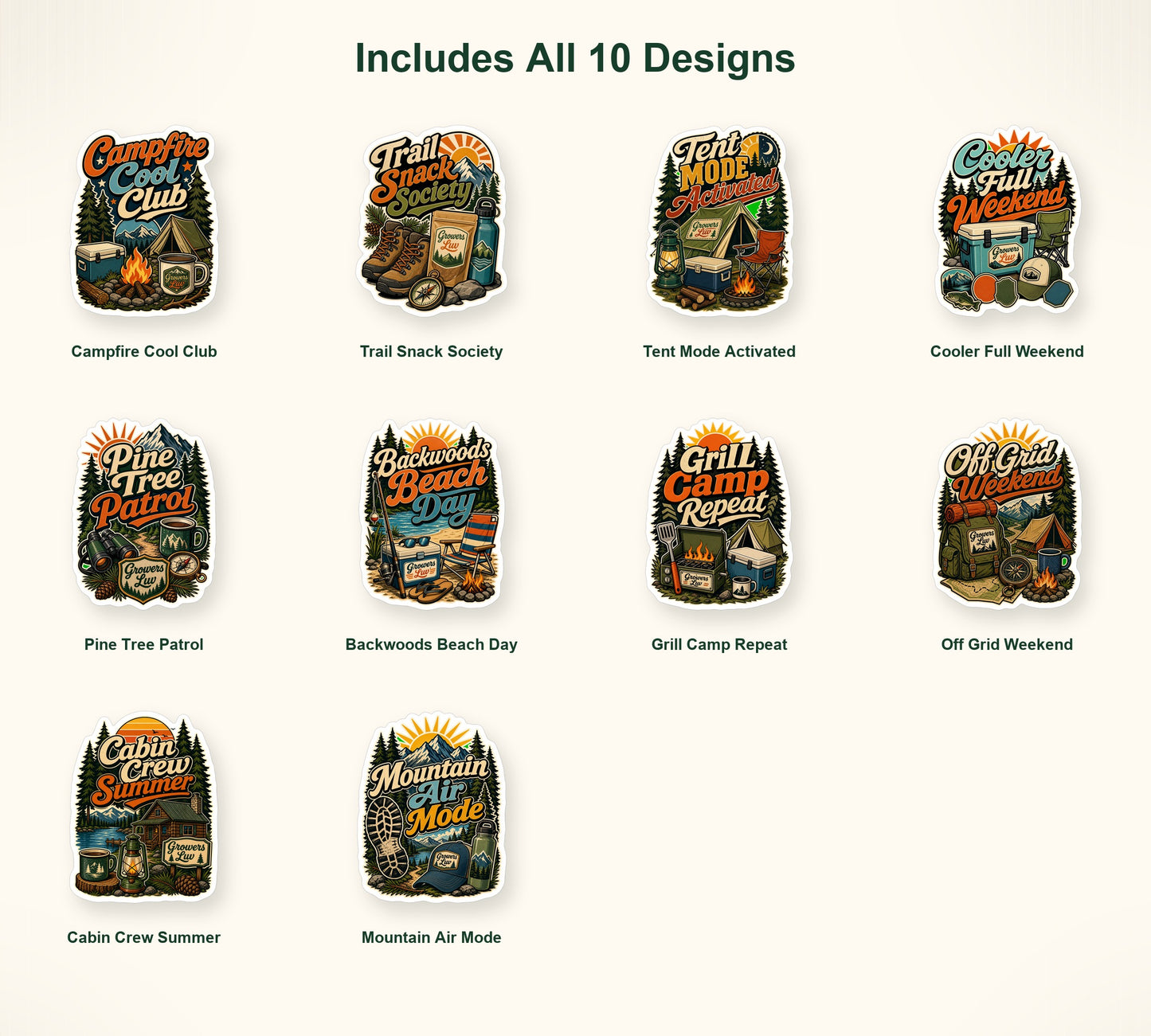 Camping & Trail Weekend Sticker Pack - Set of 10 image 2