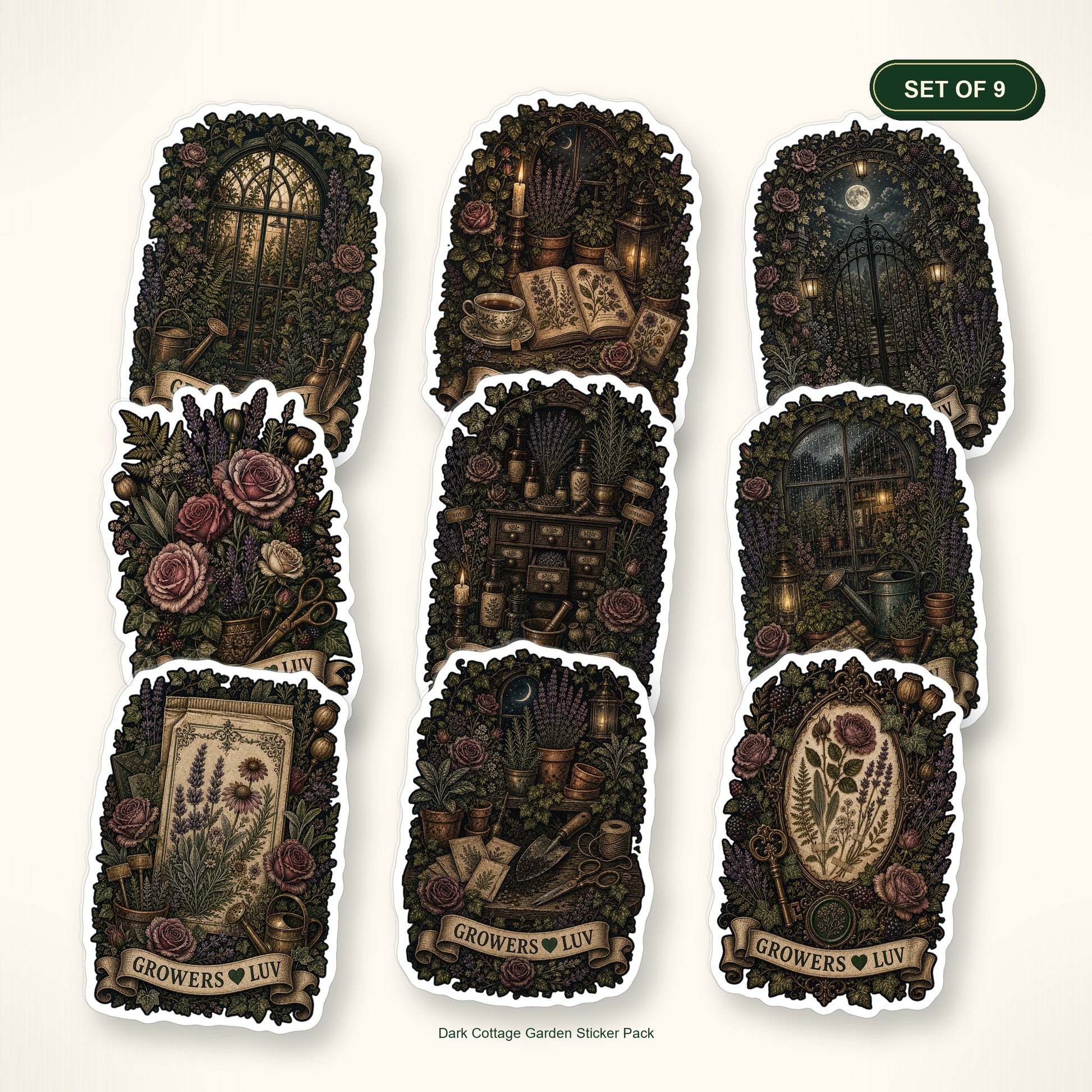 Dark Cottage Garden Sticker Pack - Set of 9 bundle hero image
