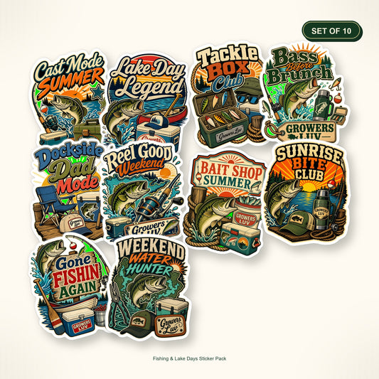 Fishing & Lake Days Sticker Pack - Set of 10 bundle hero image