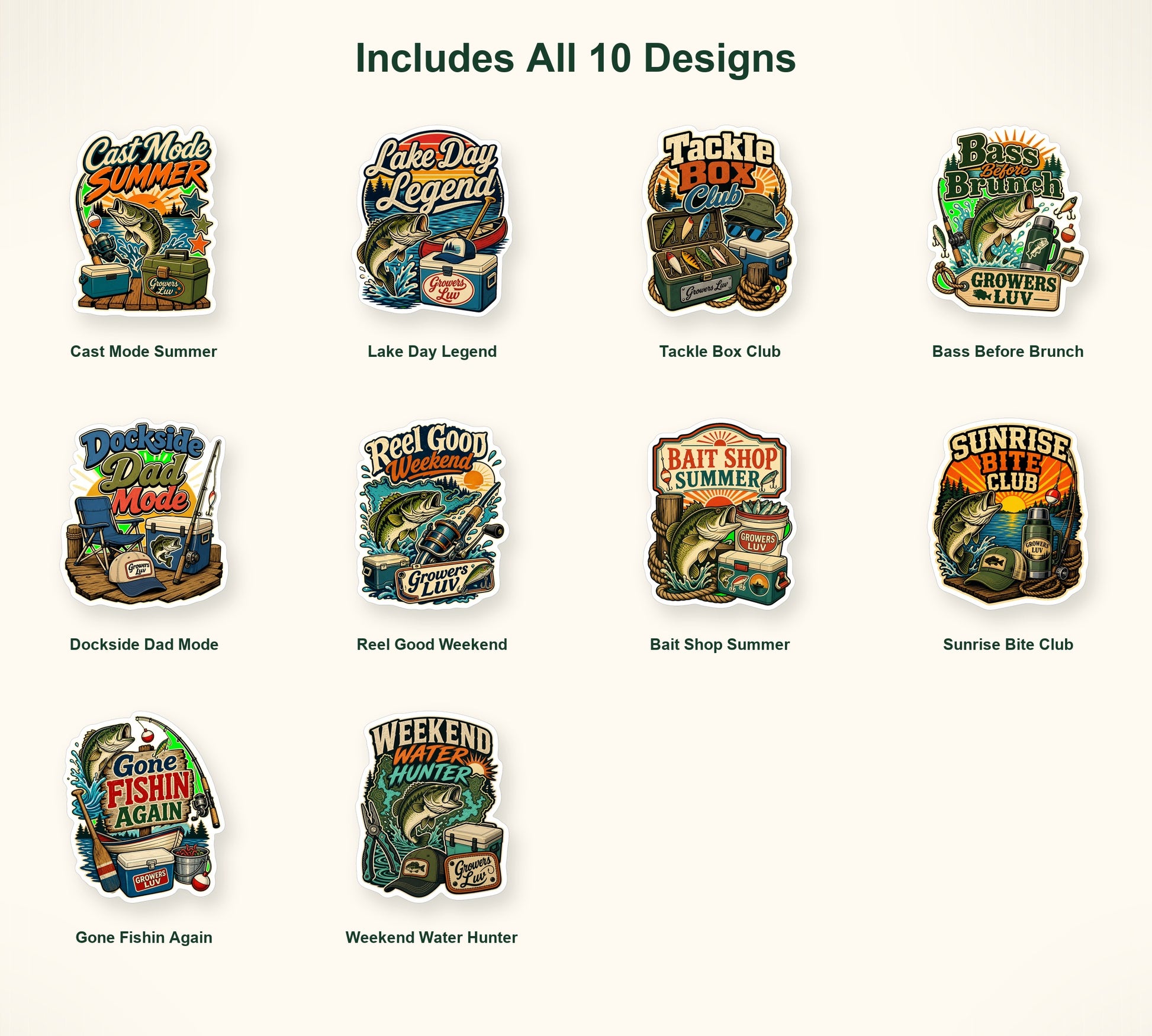 Fishing & Lake Days Sticker Pack - Set of 10 image 2
