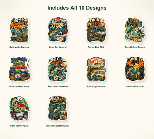 Fishing & Lake Days Sticker Pack - Set of 10 image 2