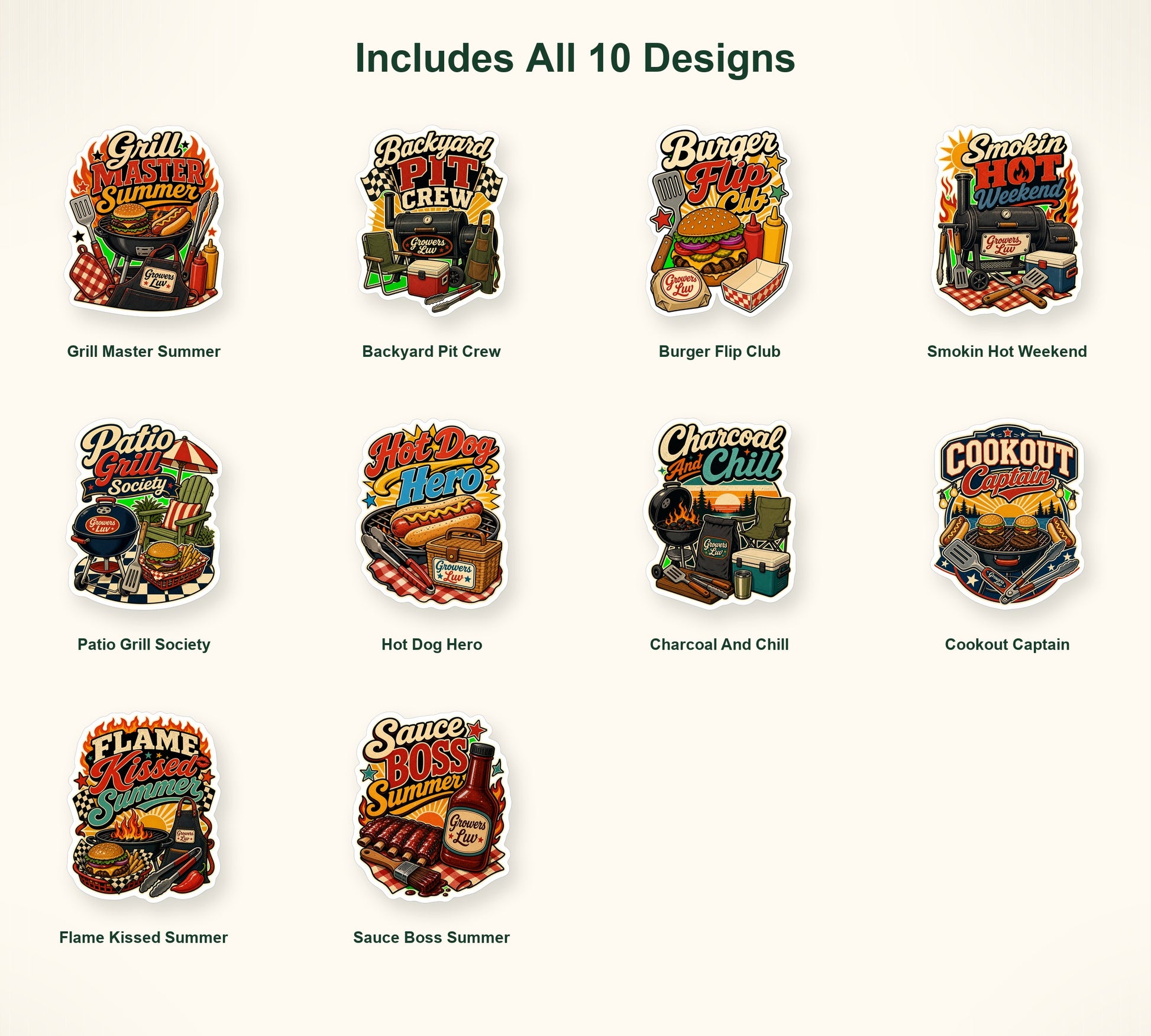 Grill & Chill BBQ Sticker Pack - Set of 10 image 2