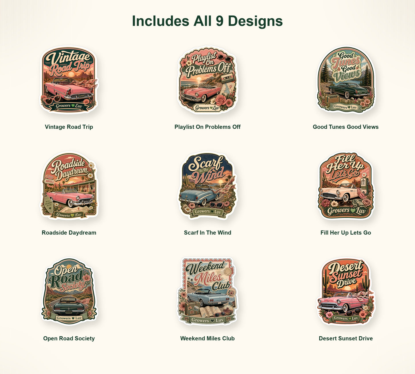Vintage Road Trip Sticker Pack - Set of 9 image 2
