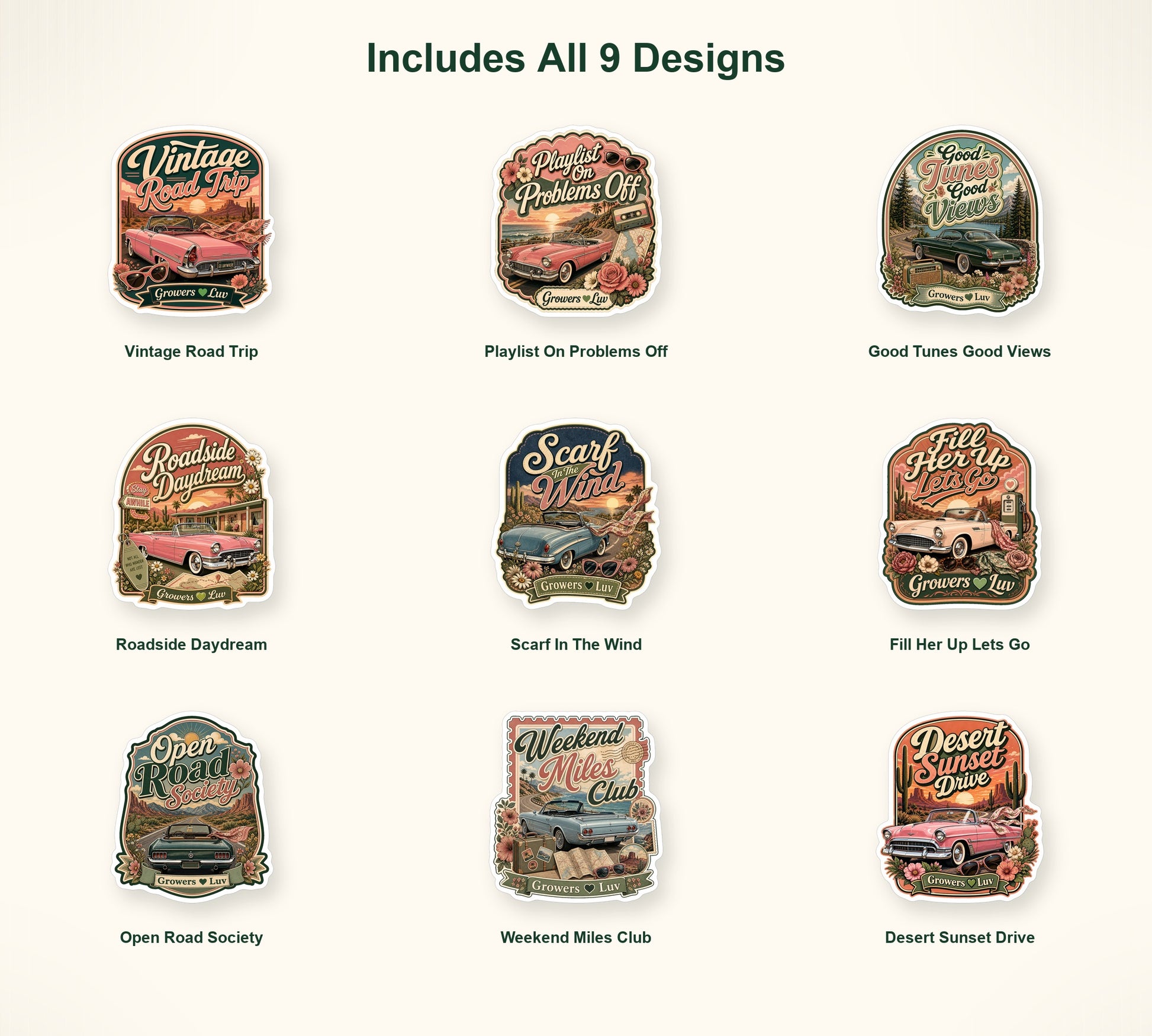 Vintage Road Trip Sticker Pack - Set of 9 image 2