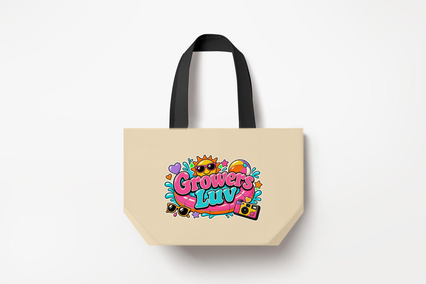 Pool Party Large Natural Tote Bag product mockup on natural tote bag