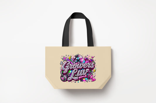 Disco Party Large Natural Tote Bag product mockup on natural tote bag