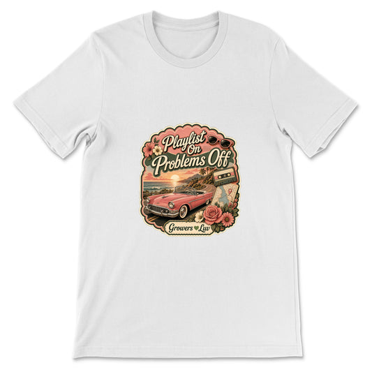 Playlist On Problems Off Women's Bella Canvas Graphic Tee in White
