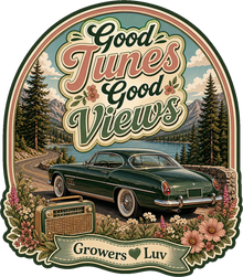Good Tunes Good Views Large Natural Tote Bag