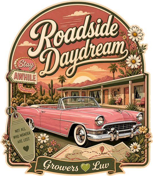Roadside Daydream Large Natural Tote Bag artwork detail