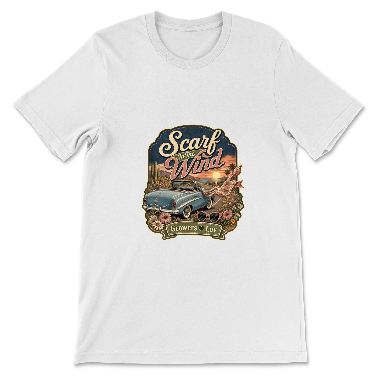 Scarf In The Wind Women's Bella Canvas Graphic Tee in White