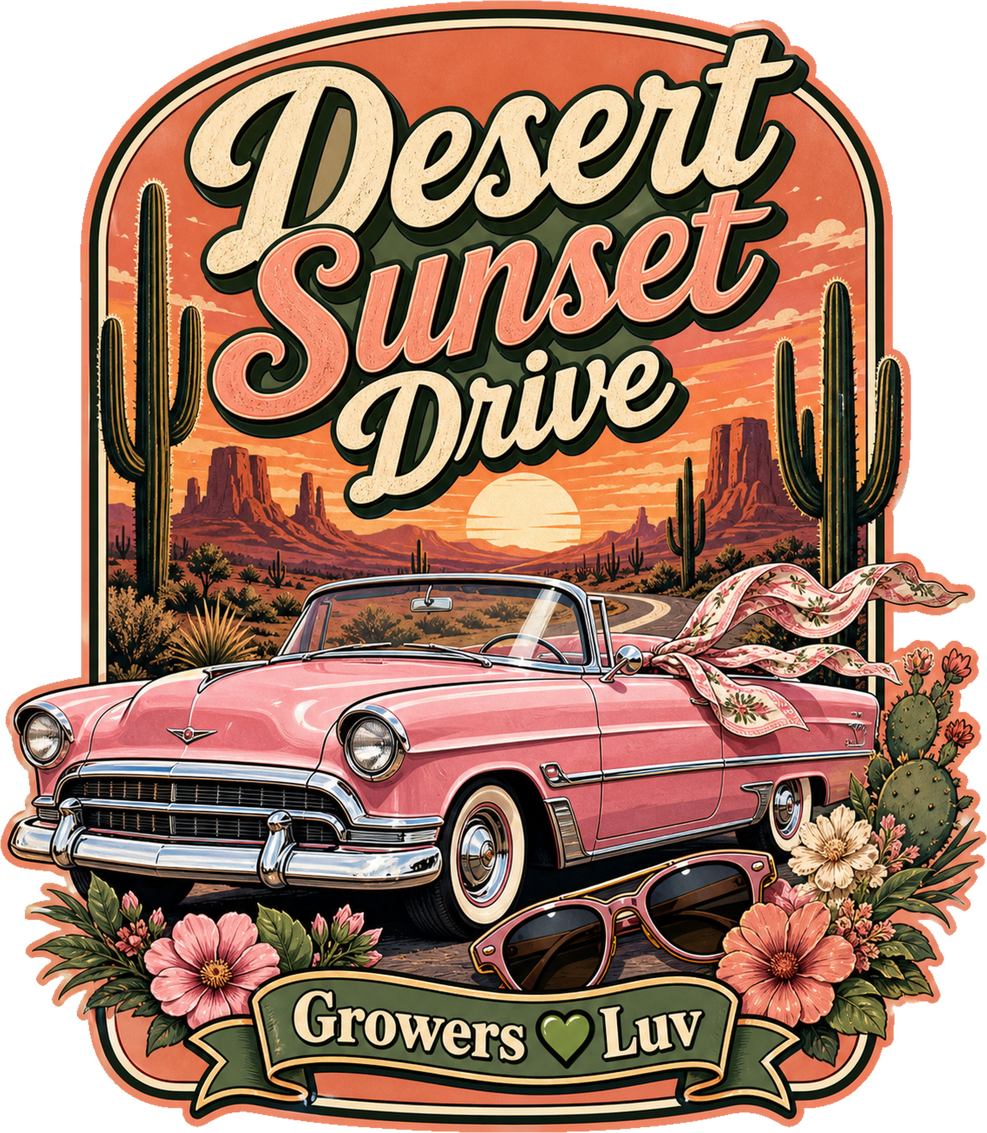 Desert Sunset Drive Large Natural Tote Bag artwork detail