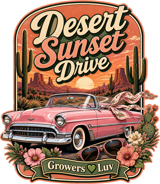 Desert Sunset Drive Large Natural Tote Bag artwork detail