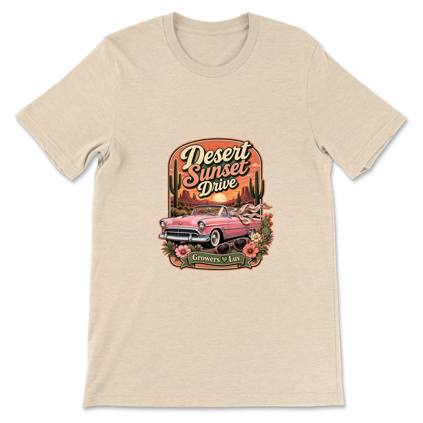 Desert Sunset Drive Women's Bella Canvas Graphic Tee in Heather Dust